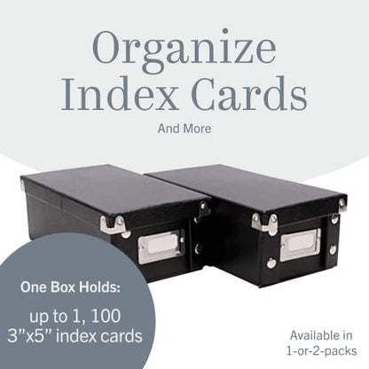 Snap-N-Store Index Card Holder Storage Box - Collapsible Organizer Box fits 1100 Flash Cards - Business, Recipe, or Note Card - 4 x 6, 1 Pack, Black | Fits up to 1,100 flash cards, ideal for business, recipe or note cards, folds flat for compact storage -
