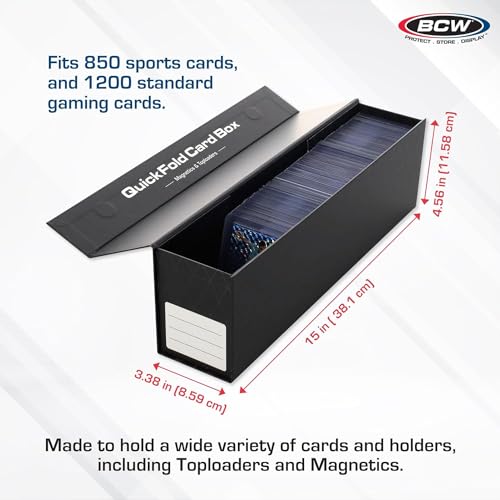 BCW QuickFold® Card Storage Boxes for Magnetics & Toploaders – 9 Pack | Trading Card Holder Box with Magnetic Closure | Easy Fold Assembly for Sports and TCG Cards - size: 9 Pack