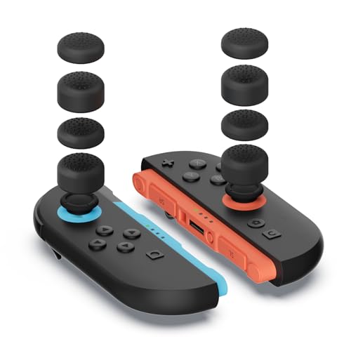 WEOTOO 8 Pack Thumb Grips Compatible with Nintendo Switch 2 (2025), Thumb Grip Caps for Switch 2, Enhanced Gaming Grip Set, Joycon Grip Button Stick Cover, Improve Control- Black - color: Black