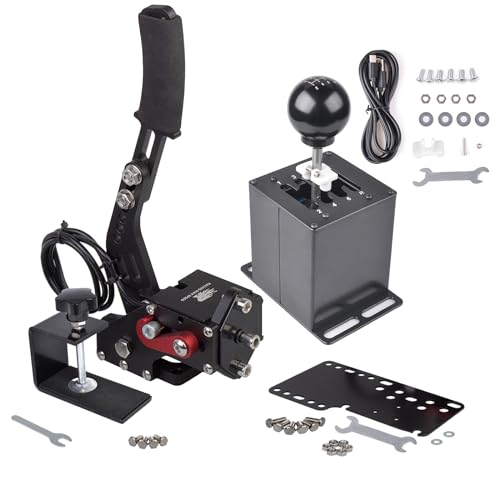 CNRAQR PC Racing Game USB Handbrake and Racing Simulator Shifter for Logitech G29/G27/G25/G920 with Thrustmaster T300RS/GT 7+R - size: Round Head 7+R