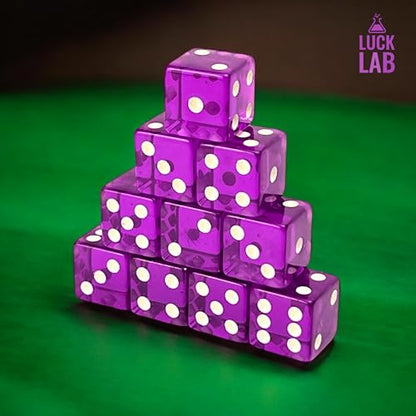 Luck Lab 10 Piece 19 mm Dice Pack - Acrylic and Translucent D6 Dice, Square w/Rounded Edge for Casino, Craps, RPG MTG DND Dice Table Games and Board Games (Purple) - color: Purple