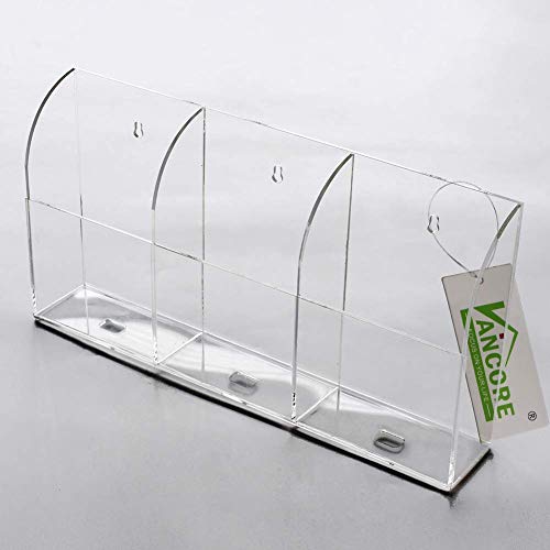 VANCORE Clear Wall Mounted Charging Phone Holder Smart Phone Station TV Remote Control Holder Wall Box (3 Holes) - color: 3 Holes