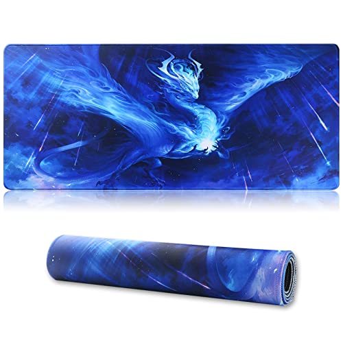 Large Gaming Mouse Pad with Stitched Edges,[27.5x11.8In] Extended Mouse Pad with Non-Slip Natural Rubber Base for Gamer/Desktop/Office/Home (70x30 Bluedragon) - color: 70x30 Bluedragon