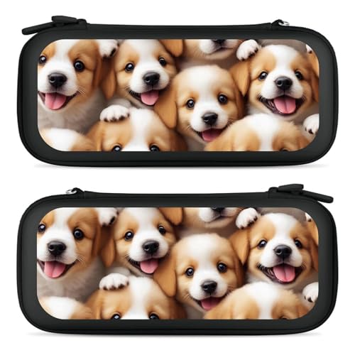 Portable Carrying Case Compatible with Switch, Protective Travel Case with 15 Game Cartridges, Cute Puppy Dogs Game Console Storage Bag - color: Color(90)