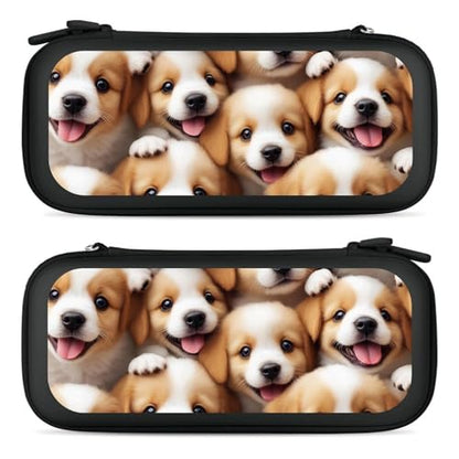 Portable Carrying Case Compatible with Switch, Protective Travel Case with 15 Game Cartridges, Cute Puppy Dogs Game Console Storage Bag - color: Color(90)