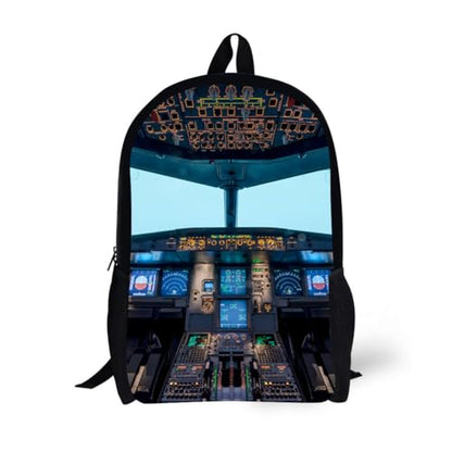 Back Pack School Bag Bookbag for 6+ Years Old Kids Boys Girls 17 Inch Black Lightweight Daypack Airplane Pattern - color: Plane Backpack 2