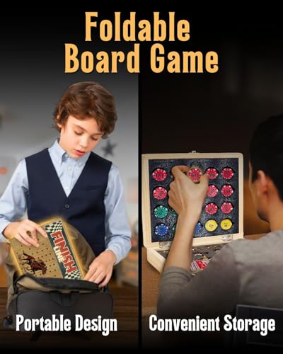 Horse Racing Board Game - Large 22 Inches Folding Horse Race Game Board Adult - Exciting Family Racing Set with Built-in Storage for Premium Chips, 2 Sets of Cards, 2 Dice, and 11 Metal Derby Tokens - style: Checkered Flag