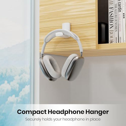 Sticky Headphone Stand Controller Holder - EURPMASK Upgraded Adhesive Gaming Headset Hook, Headphone Holder for Desk with Soft Rubber Pads, Universal PC Gaming Accessory Controller Headset Stand,White - color: White