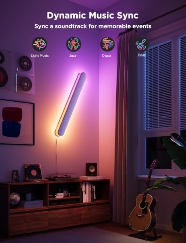 Govee Wall Sconce, Smart RGBIC Wall Lights, Works with Matter, 1 Pack | Music Sync, Color Changing Wall Mount Light Plug in, Modern Room Light for Living Room Bedroom Gaming Room Hallway