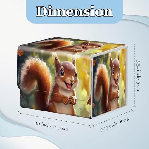 Commander Deck Box for Trading Cards - Fits 100+ Double Sleeved Cards, PU Leather MTG TCG Storage Case with Strong Magnetic Closure, Cute Squirrel - color: Cute Squirrel