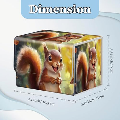 Commander Deck Box for Trading Cards - Fits 100+ Double Sleeved Cards, PU Leather MTG TCG Storage Case with Strong Magnetic Closure, Cute Squirrel - color: Cute Squirrel