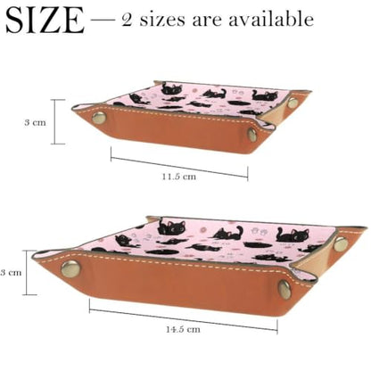 Black Cats Dice Tray Folding Square PU Leather Dice Rolling Tray | Portable Dice Trays for Dice Games Like RPG, DND and Other Table Games, Folded 4.5x4.5x1.2inch - color: Black Cats