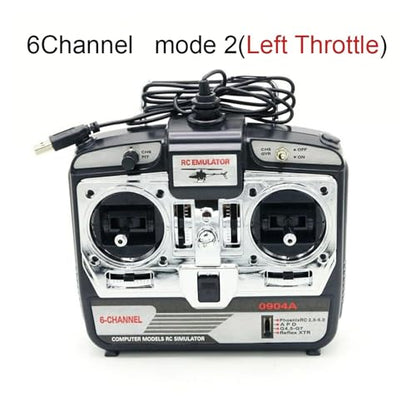 6CH 8CH RC Flight Simulator Controller for G7 Phoenix 5.0 XTR | For helicopter, fixed-wing drone and UAV training, with simulator software DVD(6ch left throttle)