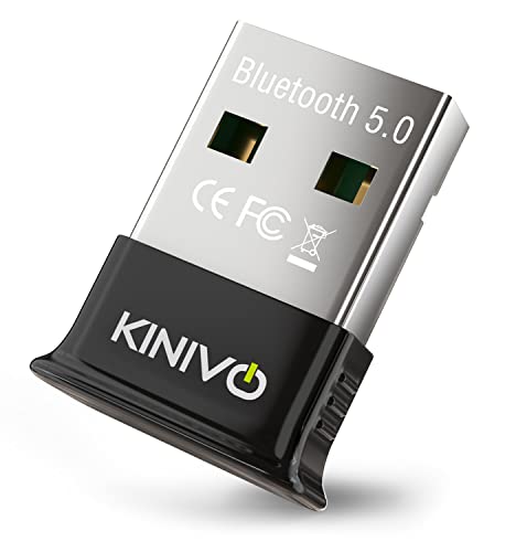 Kinivo USB Bluetooth Adapter for PC (BT5.0, Plug & Play Wireless Dongle Receiver for Ubuntu, Windows 11/10/8.1) – Works with Laptops, Headsets, Speakers, Mouse, Keyboard, Printers, Gaming Controllers - style: BTD500