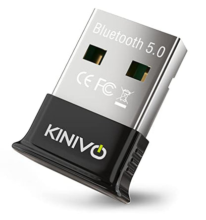 Kinivo USB Bluetooth Adapter for PC (BT5.0, Plug & Play Wireless Dongle Receiver for Ubuntu, Windows 11/10/8.1) – Works with Laptops, Headsets, Speakers, Mouse, Keyboard, Printers, Gaming Controllers - style: BTD500