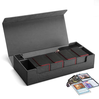 Premium Trading Card Storage Case TCG Deck Box Holds 800+ Sleeved Cards for MTG, YuGiOh, Uno, Sport with Strong Magnet Closure (Black) - color: A-Black - 800 Cards