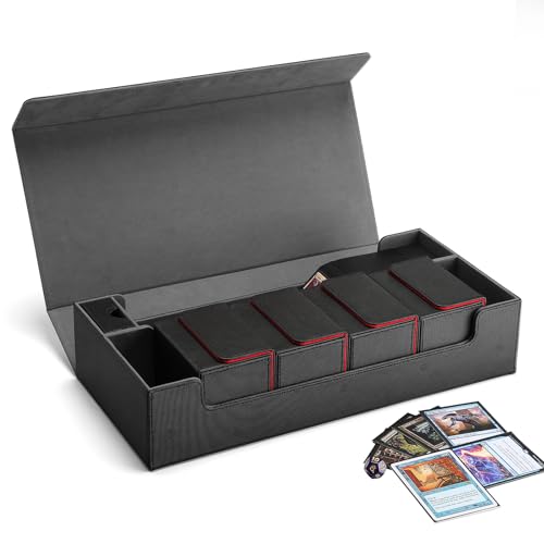 Premium Trading Card Storage Case TCG Deck Box Holds 800+ Sleeved Cards for MTG, YuGiOh, Uno, Sport with Strong Magnet Closure (Black) - color: A-Black - 800 Cards