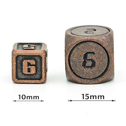 UDIXI 10mm Mini Metal DND Dice Set, 7-Die Small Metal Dice for D&D Role Playing Games (Copper) - color: Mini-copper(10mm)