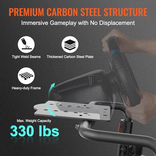 VEVOR Racing Wheel Stand Foldable Fit For Logitech,Thrustmaster,Fanatec,Hori,Mad Catz, Carbon Steel Driving Simulator Cockpit Adjustable Pedal & Seat,Fit Most Wheels and Pedals, Max. Load 330lbs