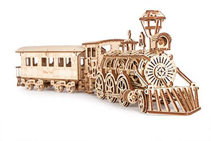 Wood Trick Toy Train Set 3D Wooden Puzzles for Adults to Build | [405 Parts] Locomotive w/ Railway Track - Engineering DIY Wooden Model Kit for Adults to Build