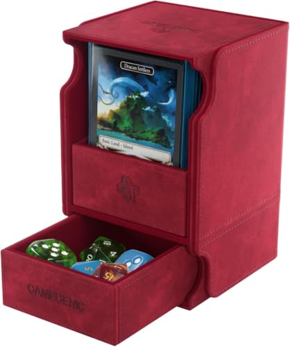 GameGenic Deck Box – Watchtower XL Red 100CT – Durable and Sturdy TCG, OCG, CCG Card Storage – Compatible with Pokemon, Yugioh, Commander, and MTG Magic: The Gathering Cards - color: Red