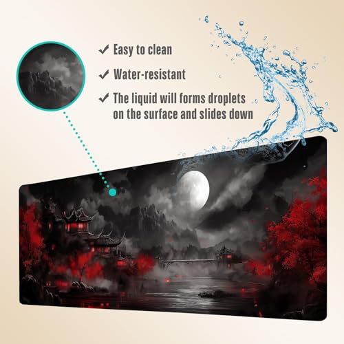 Extended Gaming Mouse Pad, Large Mouse Mat 3 mm Nature Rubber Base Mousepad with Stitched Edges, Non-Slip Desk Mat for Office Home Great Gift 31.5x11.8 Inch (Dark Canyon 3) - color: Dark Canyon 3