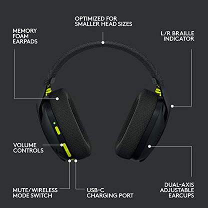 Logitech G435 Lightspeed & Bluetooth Wireless Gaming Headset - Lightweight Over-Ear Headphones, Built-in mics, 18h Battery, Dolby Atmos, PC, PS4, PS5, Nintendo Switch/Switch 2, Mobile - Black - size: One Size