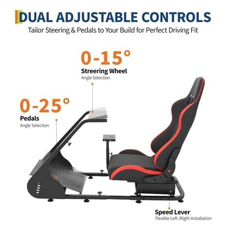 Foldable Sim Racing Rig | Heavy-Duty Carbon Steel Racing Wheel Frame Fits Logitech & All Top Gaming Steering Wheel Brands - size: 51x28.6x40.6 Inch