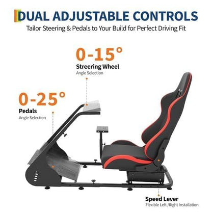 Foldable Sim Racing Rig | Heavy-Duty Carbon Steel Racing Wheel Frame Fits Logitech & All Top Gaming Steering Wheel Brands - size: 51x28.6x40.6 Inch