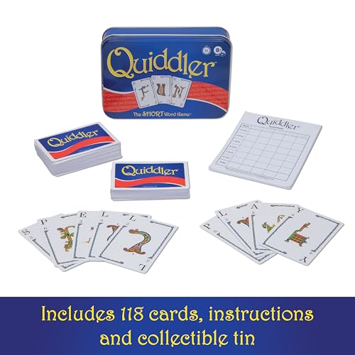 Quiddler Card Games for Kids - Collectors Tin, Playing Cards Word Games, 8+ | Collectors Tin, Award Winning, Family Game Night, Travel Games, Playing Cards Screen-Free - style: Quiddler