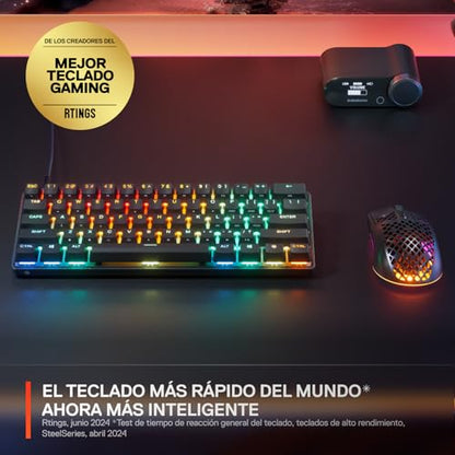 SteelSeries Apex Pro Mini Gen 3 OmniPoint 3.0 HyperMagnetic Switches — Adjustable Actuation — Rapid Trigger — Game-Ready Presets — Protection Mode — Rapid Tap/SOCD — RGB — PBT Keycaps — USB-C - color: Black, size: Pro Mini 60%, style: Gen 3 Wired