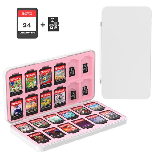 PURBHE Switch Game Case for Nintendo Switch 1 & 2 Card, Portable Nintendo Switch Game Holder with 24 Cartridge Slots and 24 Micro SD Card Slots,Accessories for Nintendo 1 and 2 Switch(White) - color: White