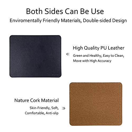 MelVan PU Leather Mouse Pad with Stitched Edge, Wood Mousepad, Waterproof Gaming Mouse Pad Mat for Computers, Laptop, Office & Home, 10.2" x 8.3", 1 Pack (Black) - color: Black