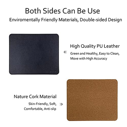 MelVan PU Leather Mouse Pad with Stitched Edge, Wood Mousepad, Waterproof Gaming Mouse Pad Mat for Computers, Laptop, Office & Home, 10.2" x 8.3", 1 Pack (Black) - color: Black