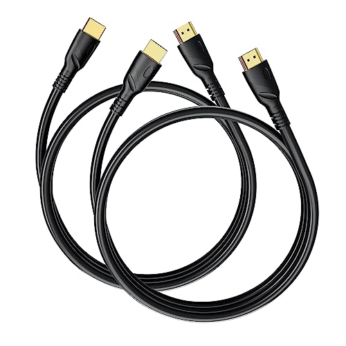 8K HDMI Cable 6ft 2 pcs, Ultra High Speed HDMI 2.1 Cord, 8K@60Hz, 48Gbps, Gold Plated Connectors, ARC Audio Return, Supports Full HD 1080P, 3D, HDTV, Xbox, Blu-Ray Player, PS3, PS4, PS5 - size: 6.6FT 2pcs