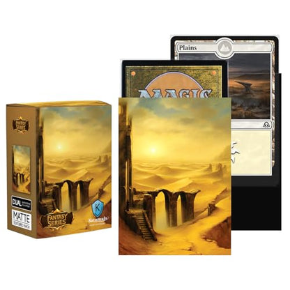 Katomula 100 MTG Card Sleeves with 100 Inner Sleeve, Textured Back Art Sleeves, Fit Standard Size Cards - Plains - color: Plains