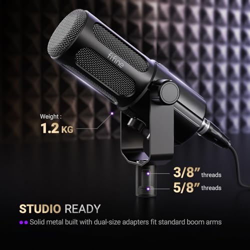 FIFINE AmpliTank TANK6 USB/XLR Dynamic Podcast Microphone for Vocal | Home Studio Streaming Mic, Mute Button, Monitoring Headphone Jack, Gain Knob, Metal Material, for Broadcast Recording - size: TANK6