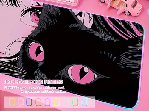 JMIYAV Pink RGB Gaming Mouse Pad 31.5x12 Inch PC XL Large Extended Glowing Led Light Up Desk Pad Non-Slip Rubber Base Computer Cute Mousepad Mat Desk Accessories Gaming Setup Punk Heart - color: Punk Heart