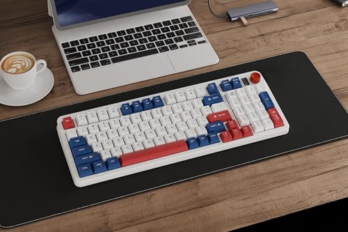 96% Wired Gaming Keyboard,Light Up Creamy Membrane Computer Keyboard with Number Pad & Volume Knob,Ergonomic Quiet Silent USB Keyboard for PC Desktop Games Office