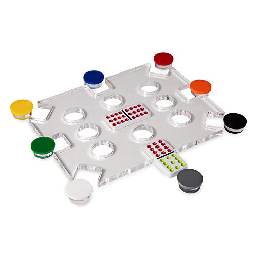 LuxeDominoes Mexican Train Dominoes Set for Adults – Modern Deluxe Clear Acrylic Double 12 Dominoes Game, 2-8 Players, Adult Game Night Gift - color: Clear