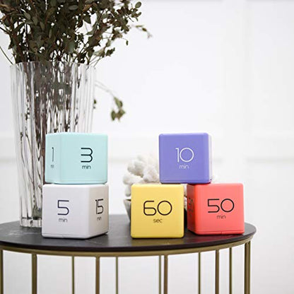 mooas Cube Timer, Flip, Block, Productivity, Time Management (Yellow) | 10/20/30/60 Sec Countdown Timer, Battery Operated, 2-Level Alarm Vol, Easy to Use, ADHD, Exercise, Study, Cooking - color: Yellow