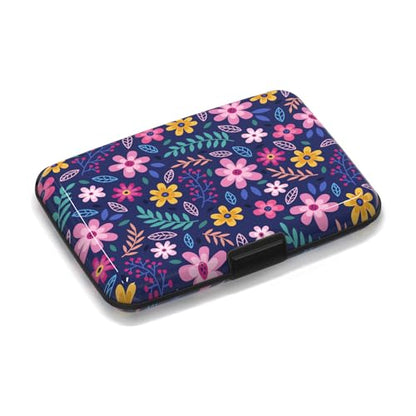 Credit Card Holder Small, Cute Floral Flowers RFID Blocking Wallet Business Travel Metal Slim Mini Aluminum Hard Case for Women Men - color: Cute Floral Flowers