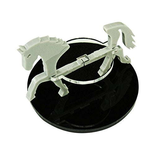 LITKO Horse Mount | Compatible with D&D & Pathfinder | 50mm Round | Grey | Turns a 30mm (1.25-inch) hero into a saddled rider | 2-inch base | Includes steed + clear acrylic base | Glue assembly - color: Grey, style: 50mm Circular Base