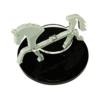 LITKO Horse Mount | Compatible with D&D & Pathfinder | 50mm Round | Grey | Turns a 30mm (1.25-inch) hero into a saddled rider | 2-inch base | Includes steed + clear acrylic base | Glue assembly - color: Grey, style: 50mm Circular Base