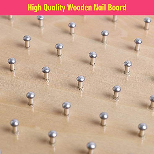 Wooden Geoboards - Montessori STEM Toy with Pattern Cards for Kids Ages 3+ | Pattern Cards & Rubber Bands, Geometric Shape Learning, Classroom STEM Tool, Brain Teaser Gift - size: 7.9*7.9 in