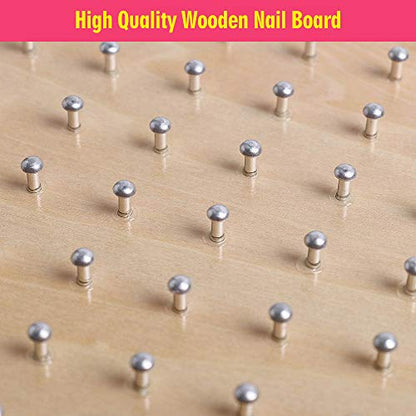 Wooden Geoboards - Montessori STEM Toy with Pattern Cards for Kids Ages 3+ | Pattern Cards & Rubber Bands, Geometric Shape Learning, Classroom STEM Tool, Brain Teaser Gift - size: 7.9*7.9 in