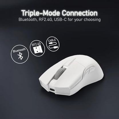 i-rocks iRocks IRM31R RGB Backlight, Wireless Lightweight Gaming Mouse, Tri-Mode Connection, Kailh GM8.0 Mouse Switches, Advanced PixArt PAW3395 Optical Sensor, Resolution Up to 26,000 DPI - White - color: White