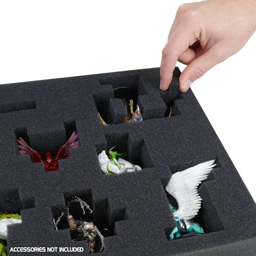 ENHANCE Wide Base Miniature Carrying Case - Mini Figure Storage fits 58 Minis & Pick & Pluck for Large Figures - Book Sleeve & 2 Accessory Pockets for Measuring Tape, Dice & More (Large - Wide Base) - size: Large (58 Slots), style: Wide Base Minis