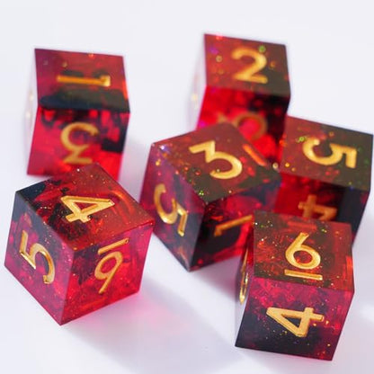 Generic 6PCS 16mm D6 Resin dice Set Dice for DND Dungeons and Dragons Role Playing Game (Red) - color: Red