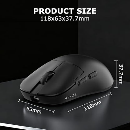 AJ159P MC Wireless Gaming Mouse, 12000 DPI, Tri-Mode 2.4G/Bluetooth/Wired, Magnetic RGB Charging Dock, 56g Ultra-Light, Programmable 6 Buttons - Perfect for Gaming, Work & Travel (Black) - color: Black